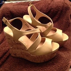 Nude platform wedges
