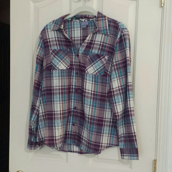 Purple and turquoise flannel