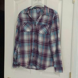 Purple and turquoise flannel