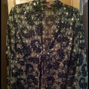 Sheer green/black blouse💚