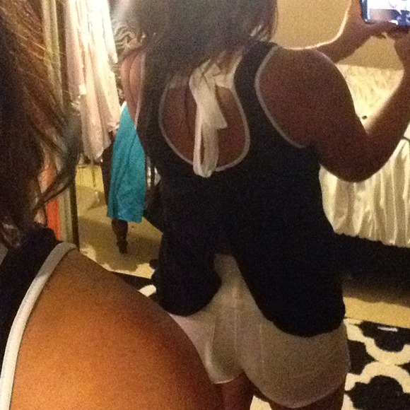 Navy blue and white top