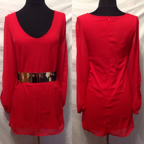 ❌BUNDLED❌Red Aline open sleeve chiffon dress - Picture 2 of 3