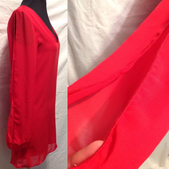 ❌BUNDLED❌Red Aline open sleeve chiffon dress - Picture 3 of 3