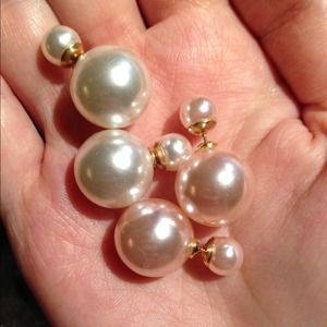 Tribal earrings: Pearl, pink and red