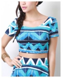 20% OFF TODAY ONLY Blue Navy White Crop Top