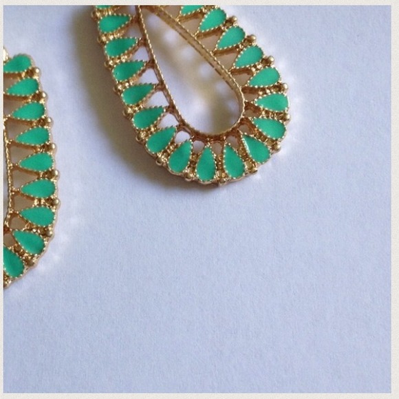 Mint Enamel Droplet Earrings