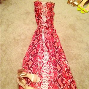 Michael Kors Coral SnakeSkin Print Maxi Dress