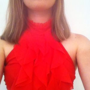 Bright Orange Ruffle Halter Top