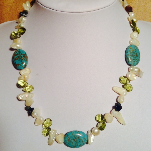 Turquoise Pearl & Citrine Necklace