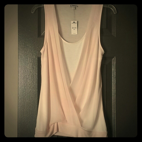 NEW Express Light Peach White pleated tank top