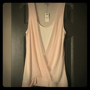 NEW Express Light Peach White pleated tank top