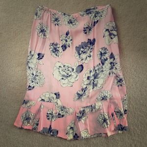 Pink skirt with Black and White Flowers