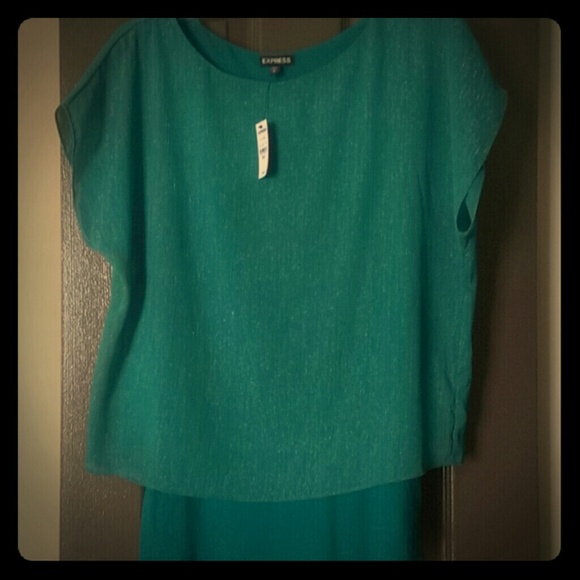Express Emerald Green Shimmer Top, CUTE!