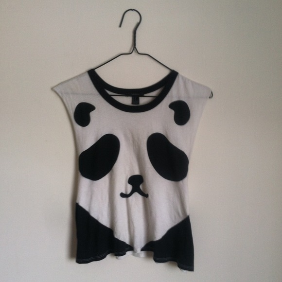 Panda crop top/ muscle tank - Picture 1 of 1