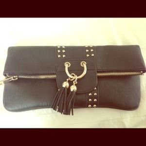 Bebe black faux leather clutch