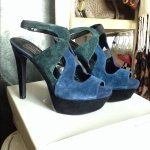Blue & green suede sling-backs by Jessica Simpson
