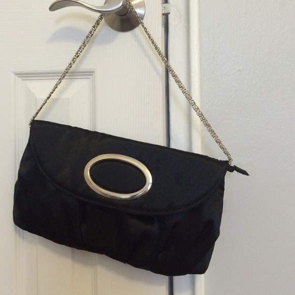 Black satin shoulder bag