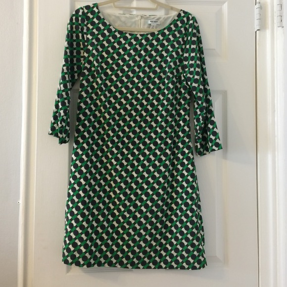 Green and blue A- line dress