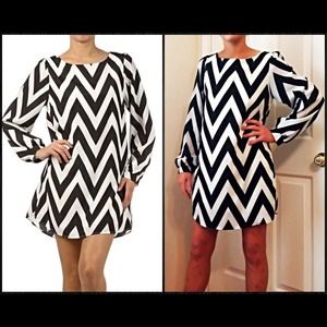 Chevron black and white shift dress