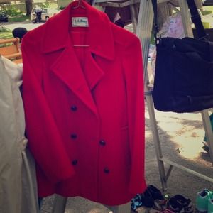 Red wool pea coat