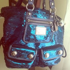 Blue Sequin Coach bag