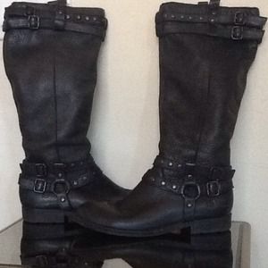 Born black leather motorcycle boots size 8