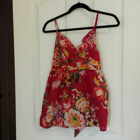 Red floral tank top