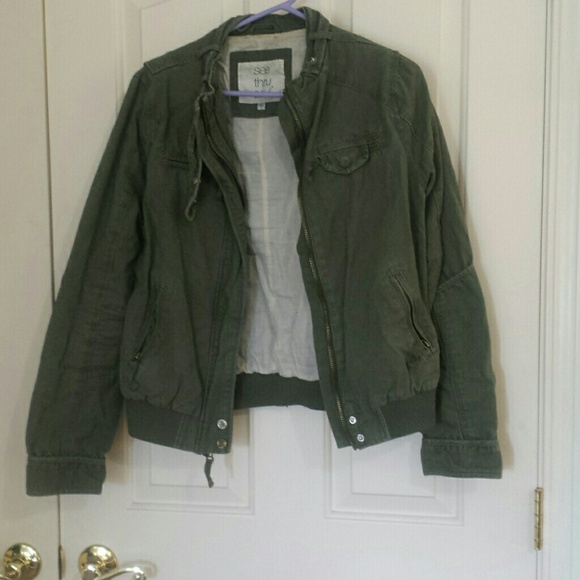 Army green bomber jacket