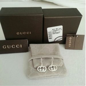 GG GUCCI double G sterling silver drop earrings