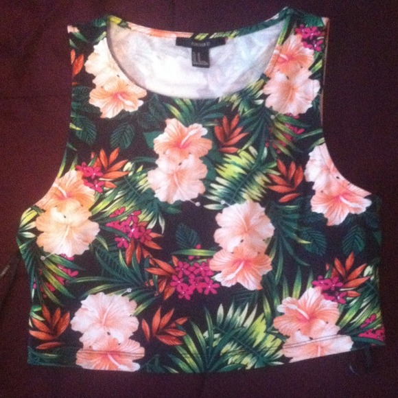 Tropical floral crop top