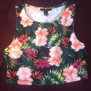 Tropical floral crop top