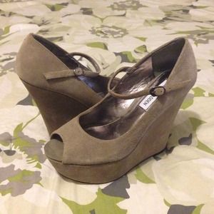 Taupe Mary Jane Wedges