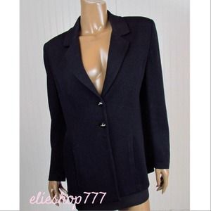 St. John Black Santana Knit Cardigan Blazer