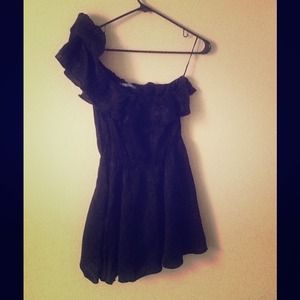One shoulder black cocktail dress