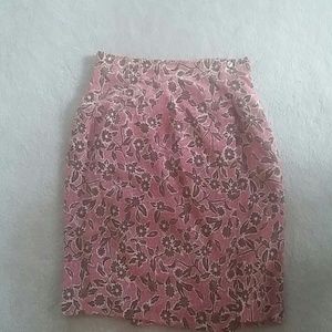 Charterclub silk salmon brown ivory skirt 14petite
