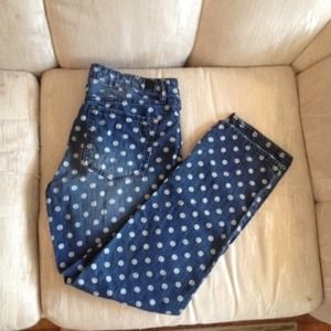 Blue polka dotted pants