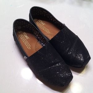 TOMS Black Sequin. ONLY WORN ONCE.
