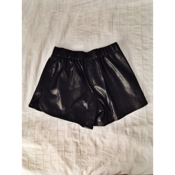 SOLD Black leather perforated shorts