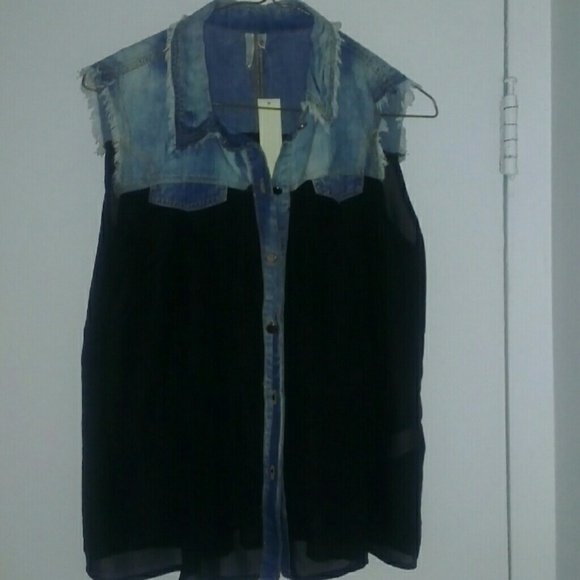 Denim and sheer top