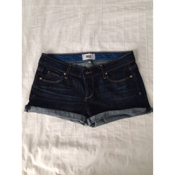 SOLD Paige Dark Wash Denim Cuffed Shorts