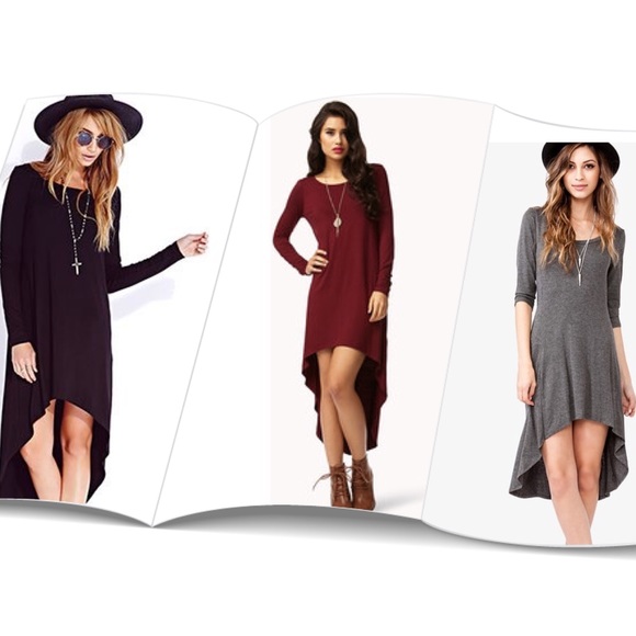 Hi/Low long sleeve knit dress - Picture 1 of 5