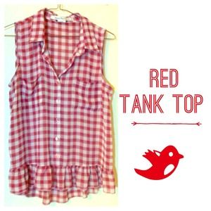 AMERICAN RAG Red/White Tank Top Size SMALL