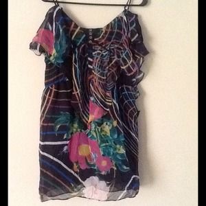 Black with floral cocktail dress