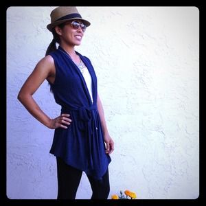 Navy Blue Front Tie Vest