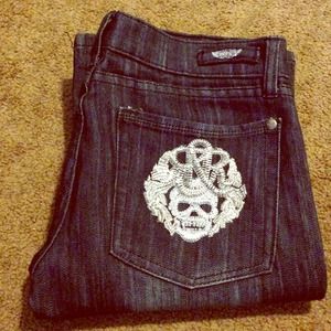 R&R dark blue denim size 26 waist w/ inseam 33