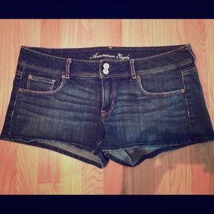 Dark wash denim shorts