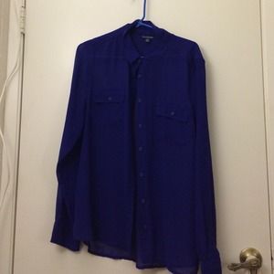 Sheer blue button up