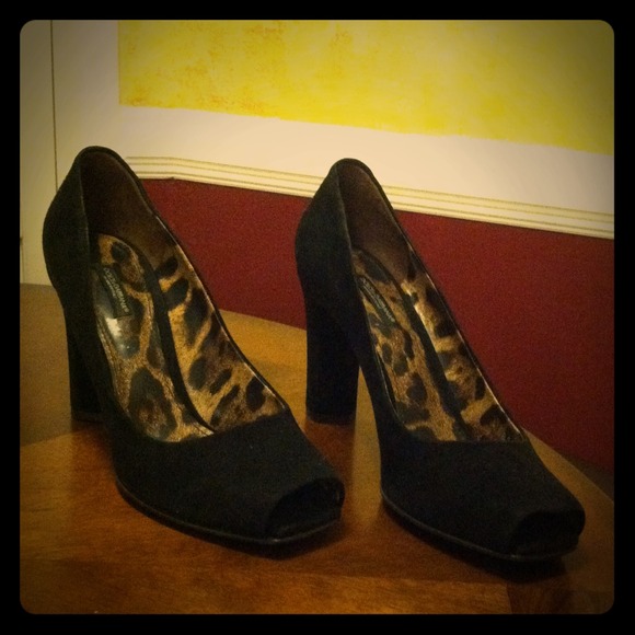🗿DOLCE & GABBANA BLACK OPEN TOE HEELS 39