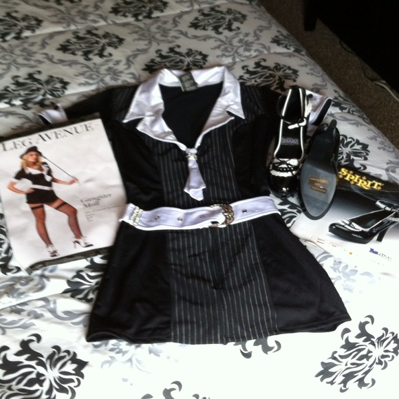 3 pc Womens Leg Avenue gangster costume with shoes - Picture 2 of 3