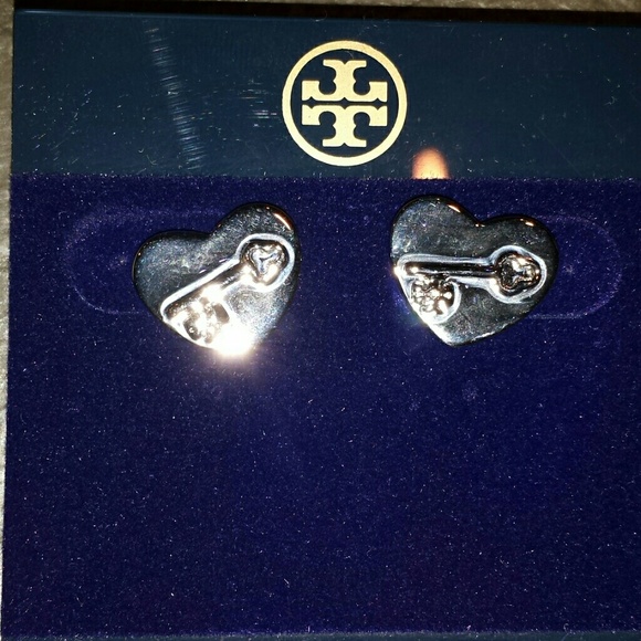 Tory Burch heart silver earrings